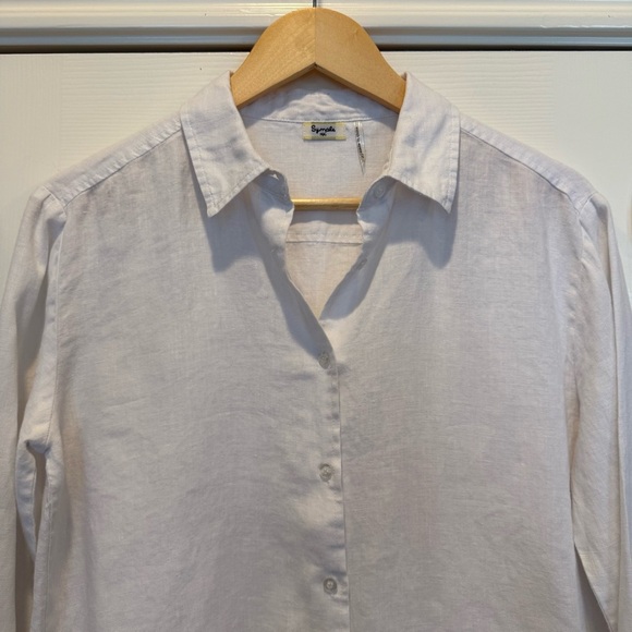 Symple NYC Linen Button Up Shirt Women’s Small White Minimalist Lagenlook Beachy - Picture 3 of 9